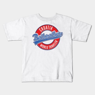 Croatia backpacker world traveler logo Kids T-Shirt